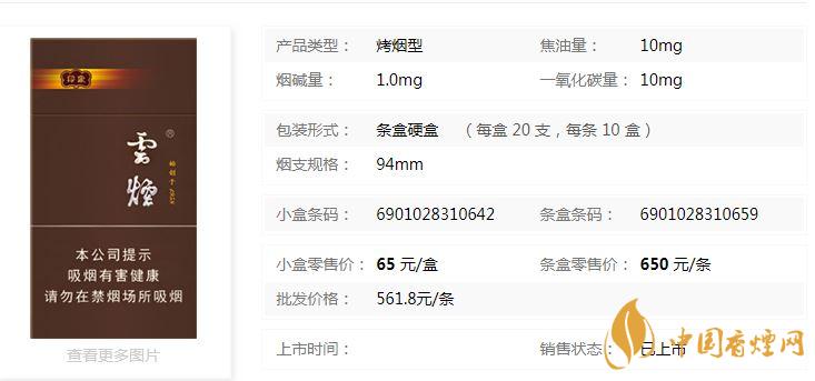 云煙94mm印象多少錢一盒？云煙94mm印象價(jià)格及參數(shù)2020