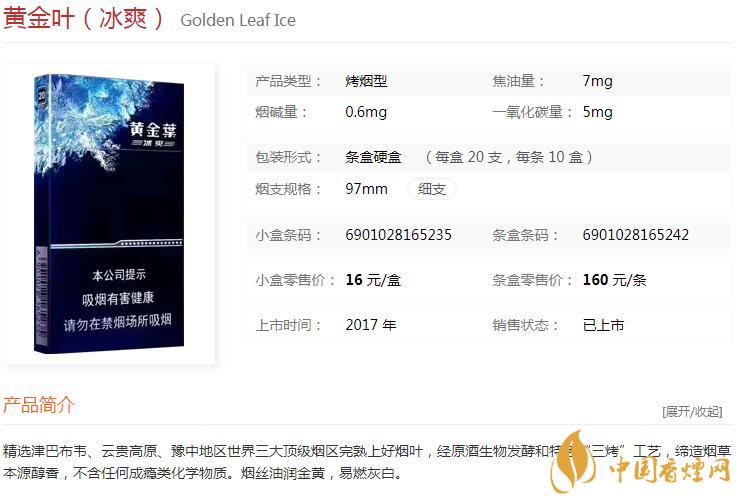 黃金葉冰爽多少錢一盒價(jià)格？黃金葉冰爽價(jià)格及參數(shù)圖片2020